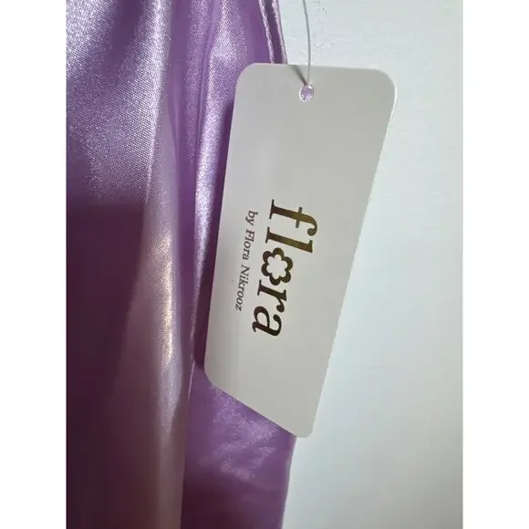 Brand New Flora Women's Size Medium Purple Orchid Satin Sleepwear Set 2 Piece - Picture 8 of 11